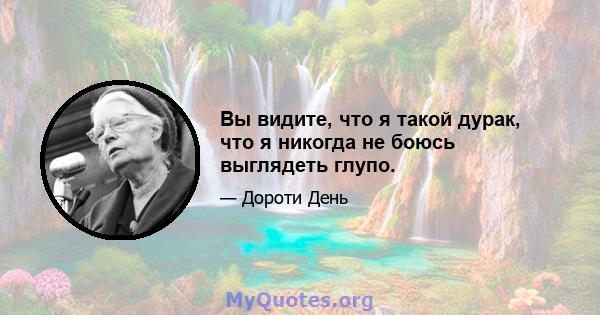 Вы видите, что я такой дурак, что я никогда не боюсь выглядеть глупо.