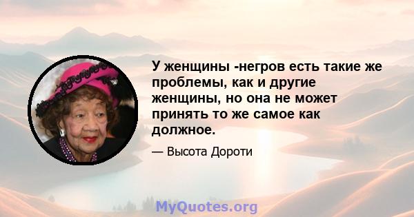 У женщины -негров есть такие же проблемы, как и другие женщины, но она не может принять то же самое как должное.