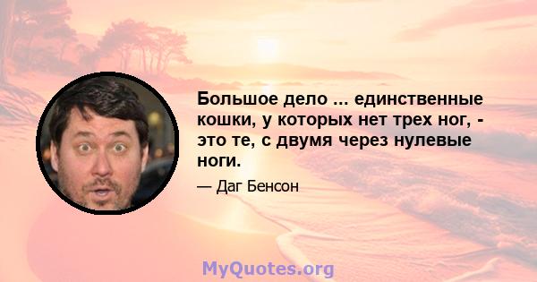 Большое дело ... единственные кошки, у которых нет трех ног, - это те, с двумя через нулевые ноги.