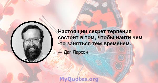 Настоящий секрет терпения состоит в том, чтобы найти чем -то заняться тем временем.