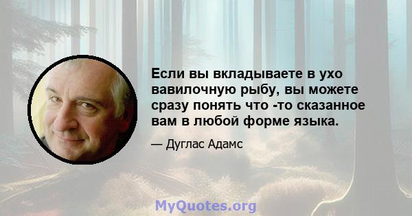 Если вы вкладываете в ухо вавилочную рыбу, вы можете сразу понять что -то сказанное вам в любой форме языка.