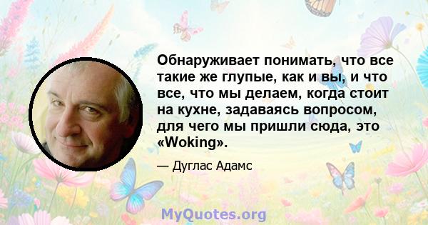 Обнаруживает понимать, что все такие же глупые, как и вы, и что все, что мы делаем, когда стоит на кухне, задаваясь вопросом, для чего мы пришли сюда, это «Woking».