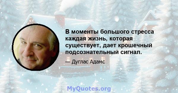 В моменты большого стресса каждая жизнь, которая существует, дает крошечный подсознательный сигнал.