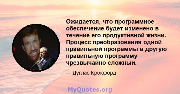 Ожидается, что программное обеспечение будет изменено в течение его продуктивной жизни. Процесс преобразования одной правильной программы в другую правильную программу чрезвычайно сложный.