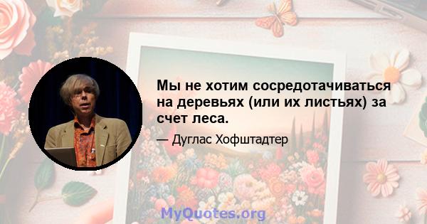 Мы не хотим сосредотачиваться на деревьях (или их листьях) за счет леса.