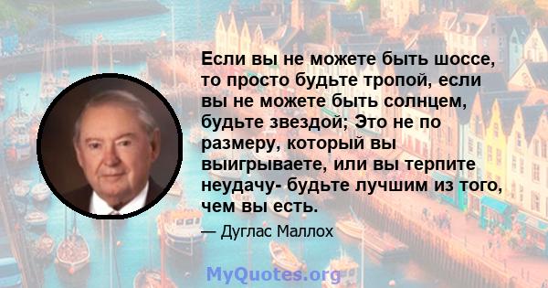 Если вы не можете быть шоссе, то просто будьте тропой, если вы не можете быть солнцем, будьте звездой; Это не по размеру, который вы выигрываете, или вы терпите неудачу- будьте лучшим из того, чем вы есть.