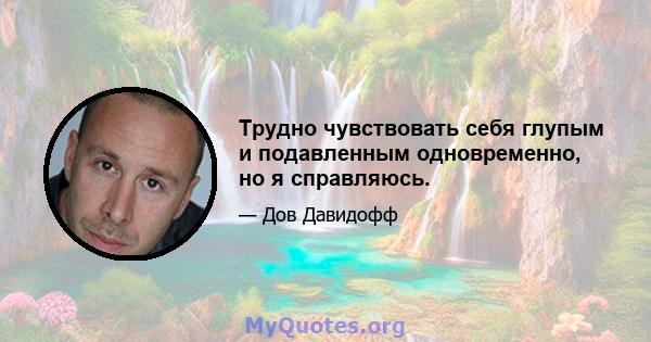 Трудно чувствовать себя глупым и подавленным одновременно, но я справляюсь.