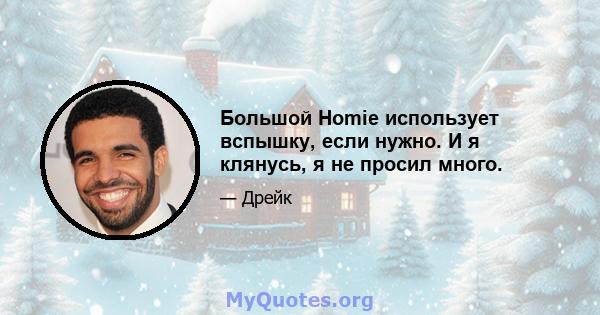 Большой Homie использует вспышку, если нужно. И я клянусь, я не просил много.