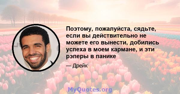 Поэтому, пожалуйста, сядьте, если вы действительно не можете его вынести, добились успеха в моем кармане, и эти рэперы в панике