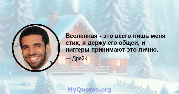 Вселенная - это всего лишь меня стих, я держу его общей, и ниггеры принимают это лично.