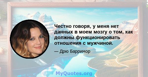 Честно говоря, у меня нет данных в моем мозгу о том, как должны функционировать отношения с мужчиной.