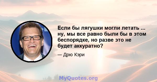 Если бы лягушки могли летать ... ну, мы все равно были бы в этом беспорядке, но разве это не будет аккуратно?