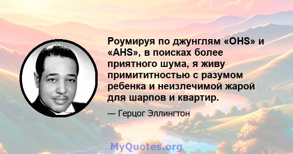 Роумируя по джунглям «OHS» и «AHS», в поисках более приятного шума, я живу примититностью с разумом ребенка и неизлечимой жарой для шарпов и квартир.