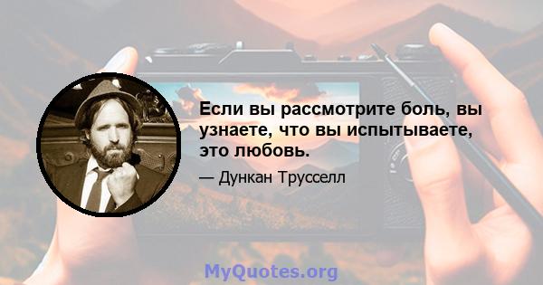 Если вы рассмотрите боль, вы узнаете, что вы испытываете, это любовь.