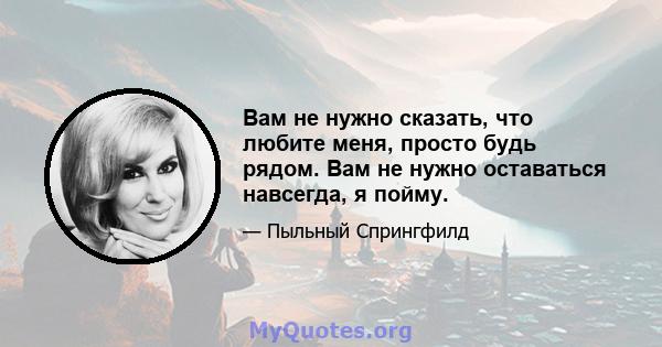 Вам не нужно сказать, что любите меня, просто будь рядом. Вам не нужно оставаться навсегда, я пойму.