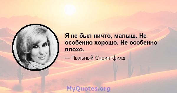 Я не был ничто, малыш. Не особенно хорошо. Не особенно плохо.