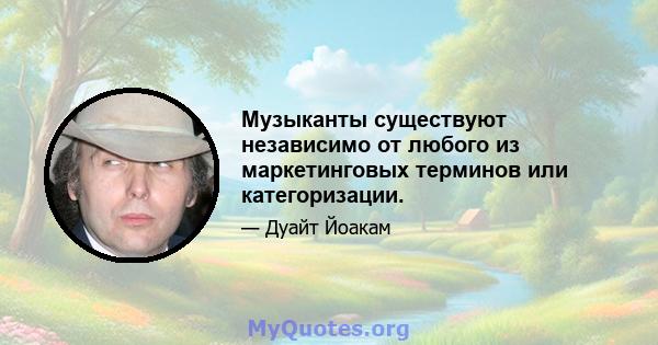 Музыканты существуют независимо от любого из маркетинговых терминов или категоризации.