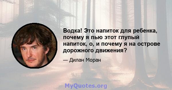 Водка! Это напиток для ребенка, почему я пью этот глупый напиток, о, и почему я на острове дорожного движения?