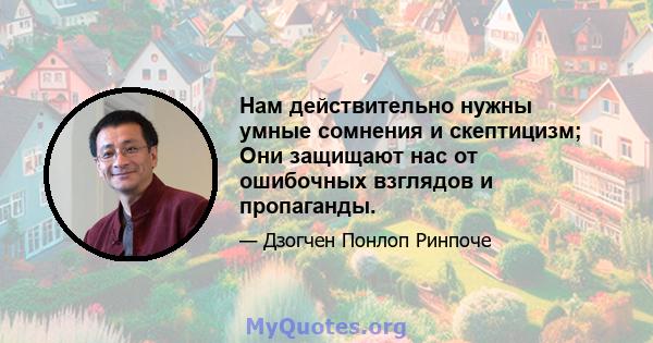 Нам действительно нужны умные сомнения и скептицизм; Они защищают нас от ошибочных взглядов и пропаганды.