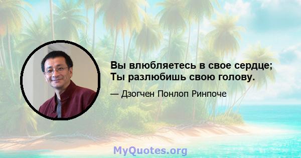 Вы влюбляетесь в свое сердце; Ты разлюбишь свою голову.