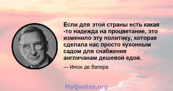 Если для этой страны есть какая -то надежда на процветание, это изменило эту политику, которая сделала нас просто кухонным садом для снабжения англичанам дешевой едой.