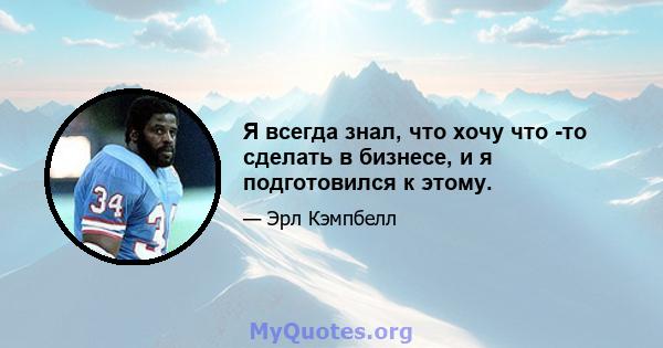 Я всегда знал, что хочу что -то сделать в бизнесе, и я подготовился к этому.