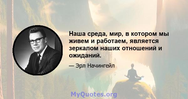 Наша среда, мир, в котором мы живем и работаем, является зеркалом наших отношений и ожиданий.