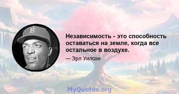 Независимость - это способность оставаться на земле, когда все остальное в воздухе.