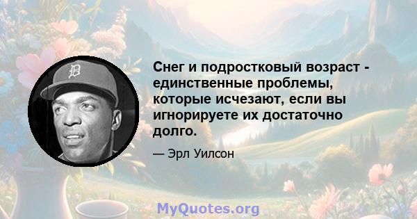 Снег и подростковый возраст - единственные проблемы, которые исчезают, если вы игнорируете их достаточно долго.