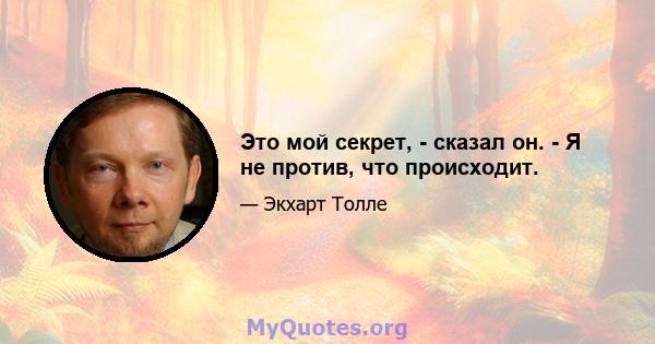 Это мой секрет, - сказал он. - Я не против, что происходит.