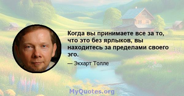 Когда вы принимаете все за то, что это без ярлыков, вы находитесь за пределами своего эго.