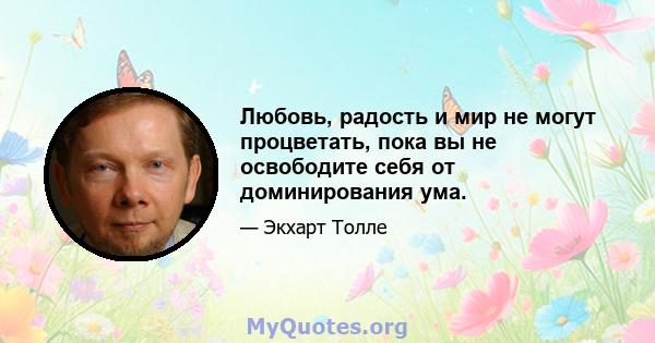 Любовь, радость и мир не могут процветать, пока вы не освободите себя от доминирования ума.