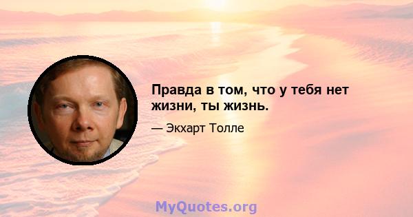 Правда в том, что у тебя нет жизни, ты жизнь.