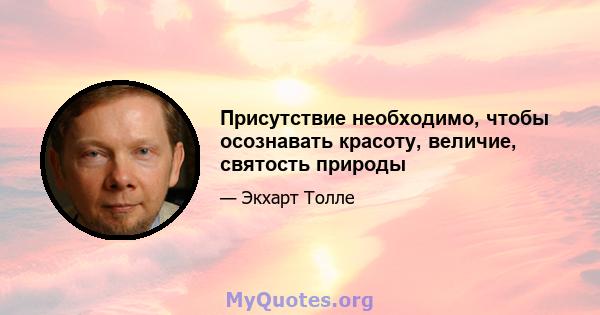 Присутствие необходимо, чтобы осознавать красоту, величие, святость природы