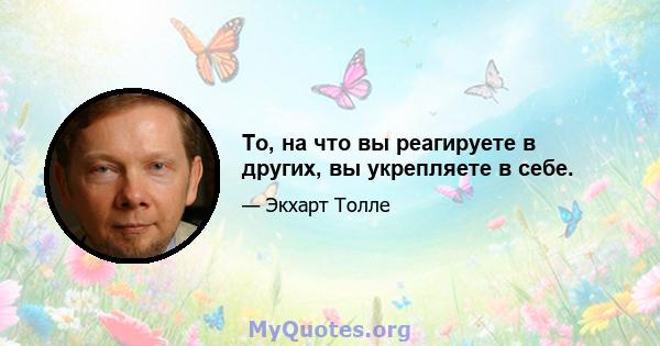 То, на что вы реагируете в других, вы укрепляете в себе.