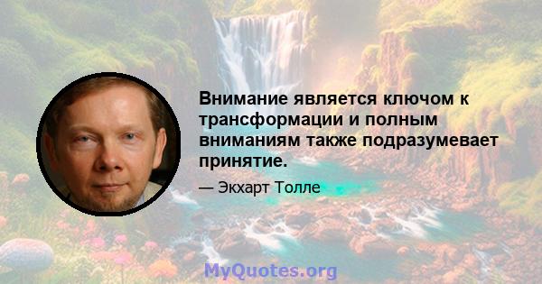 Внимание является ключом к трансформации и полным вниманиям также подразумевает принятие.