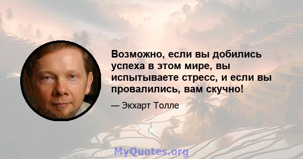 Возможно, если вы добились успеха в этом мире, вы испытываете стресс, и если вы провалились, вам скучно!