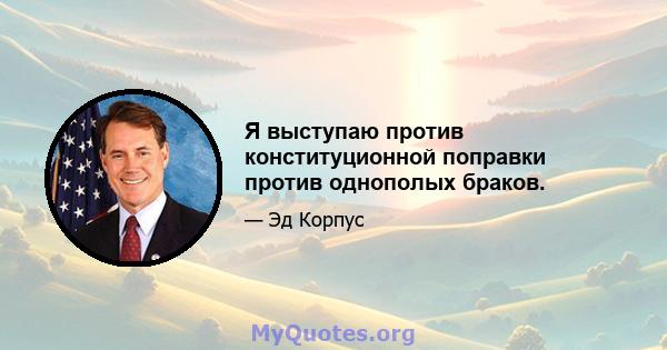 Я выступаю против конституционной поправки против однополых браков.