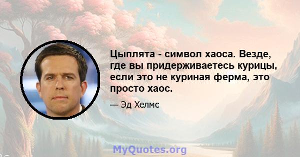 Цыплята - символ хаоса. Везде, где вы придерживаетесь курицы, если это не куриная ферма, это просто хаос.