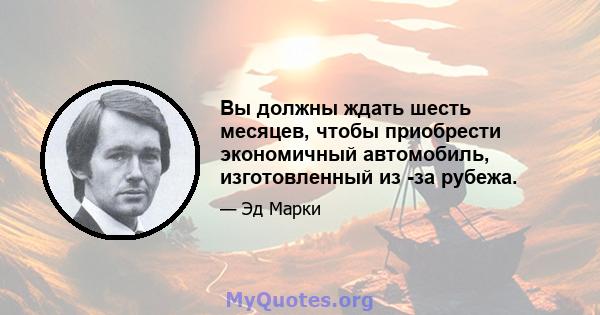 Вы должны ждать шесть месяцев, чтобы приобрести экономичный автомобиль, изготовленный из -за рубежа.