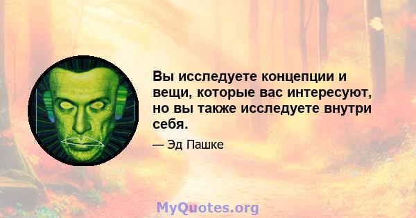 Вы исследуете концепции и вещи, которые вас интересуют, но вы также исследуете внутри себя.