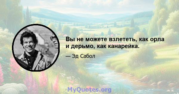 Вы не можете взлететь, как орла и дерьмо, как канарейка.