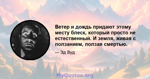 Ветер и дождь придают этому месту блеск, который просто не естественный. И земля, живая с ползанием, ползая смертью.