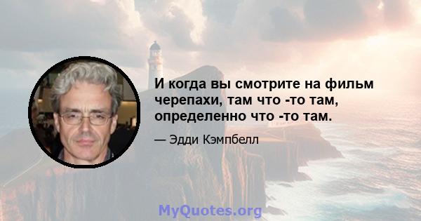 И когда вы смотрите на фильм черепахи, там что -то там, определенно что -то там.