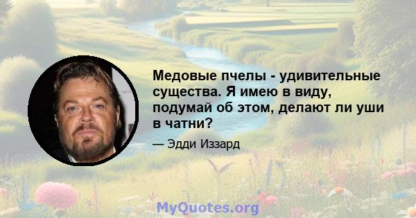 Медовые пчелы - удивительные существа. Я имею в виду, подумай об этом, делают ли уши в чатни?