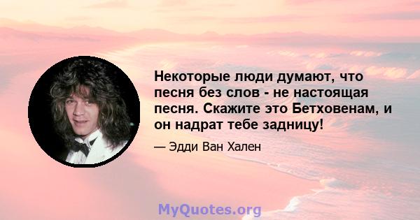 Некоторые люди думают, что песня без слов - не настоящая песня. Скажите это Бетховенам, и он надрат тебе задницу!