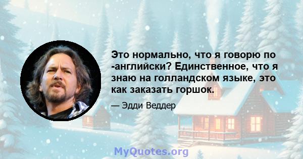 Это нормально, что я говорю по -английски? Единственное, что я знаю на голландском языке, это как заказать горшок.