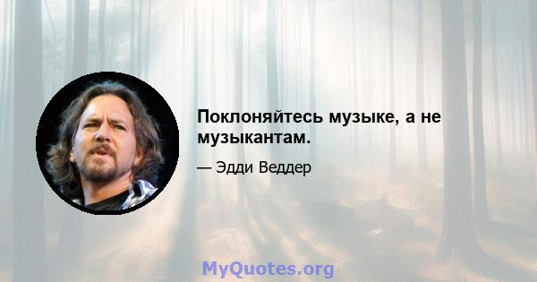 Поклоняйтесь музыке, а не музыкантам.