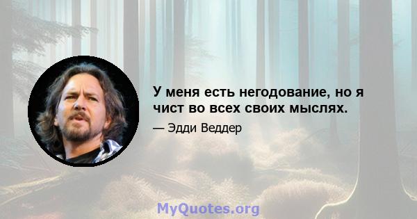 У меня есть негодование, но я чист во всех своих мыслях.