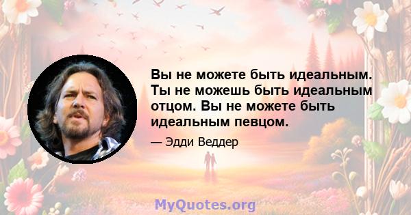 Вы не можете быть идеальным. Ты не можешь быть идеальным отцом. Вы не можете быть идеальным певцом.